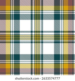 Yellow, Teal, and Maroon Plaid Seamless pattern background for textile design .Perfect for textile or print design. vector illustration.