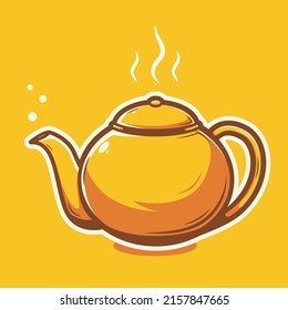 yellow teapot art cartoon illustration