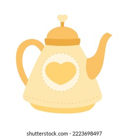 yellow teapot with heart icon