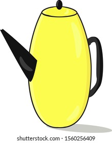 Tetera amarilla, ilustración, vector sobre fondo blanco.
