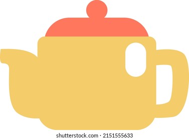 Yellow teapot with red lid, illustration, vector on a white background.