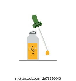 Forma de lágrima amarilla, que representa una gota líquida, un medicamento o un símbolo de fluido en el diseño de atención médica.