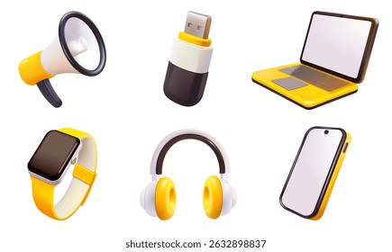 La colección de Yellow Tech de gadgets de moda, diseñados específicamente para los amantes de la tecnología digital inspirados en 3D.