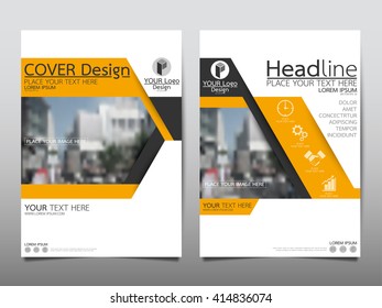 Yellow technology annual report brochure flyer design template vector, Leaflet cover presentation abstract flat background, layout in A4 size