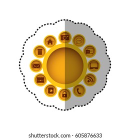 yellow technology apps connections icon, vector illustration design
