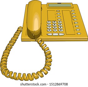 Yellow telephone, illustration, vector on white background.