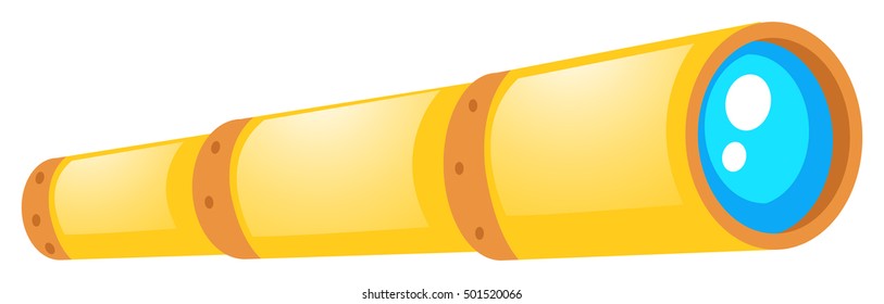 Yellow telescope on white background illustration