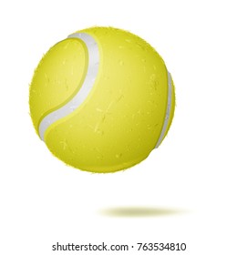Yellow Tennis Ball Isolated Vector. Realistic Illustration