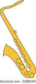 
Yellow tenor saxophone without background