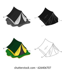 Yellow tent icon in cartoon style isolated on white background. Family holiday symbol stock vector illustration.