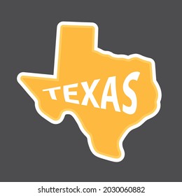 yellow Texas map banner, sticker, stamp, badge - vector illustration