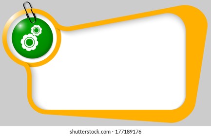 yellow text box for any text with white cogwheels and paper clip