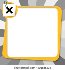 yellow text box with paper clip and ban symbol