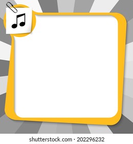 yellow text box with paper clip and music symbol