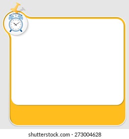 Yellow text box with pushpin and alarm clock