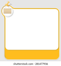 yellow text box with pushpin and envelope