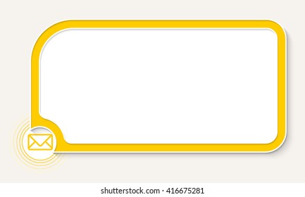 Yellow text box for your text and envelope icon