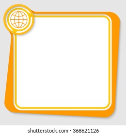 Yellow text box for your text with globe icon