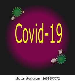Yellow text covid-19 on black and pink  background