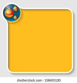 yellow text frame with a Christmas balls