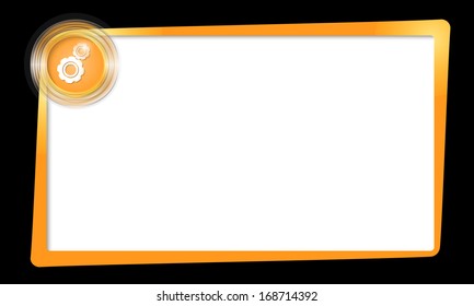 yellow text frame and transparent circles with cogwheels