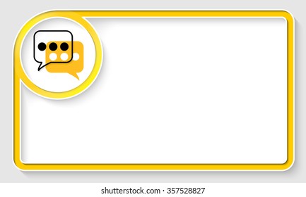 Yellow text frame and white circle box with speech bubbles