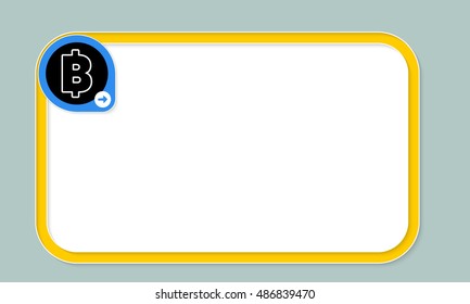 Yellow text frame for your text and bit coin symbol
