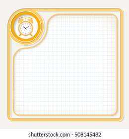 Yellow text frame for your text with graph paper and alarm clock