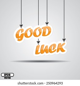 Yellow text good luck - Vector illustration.