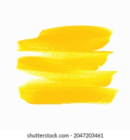 Yellow texture brush stroke paint background. Perfect design for logo and shop banner. Vector.	