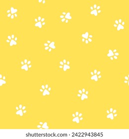 Yellow texture, little paws seamless pattern