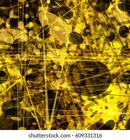 Yellow texture with ovals and lines. Abstract seamless texture