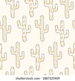 Yellow textured cacti on a light background pattern