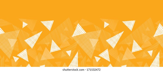Yellow textured triangles horizontal border seamless pattern background