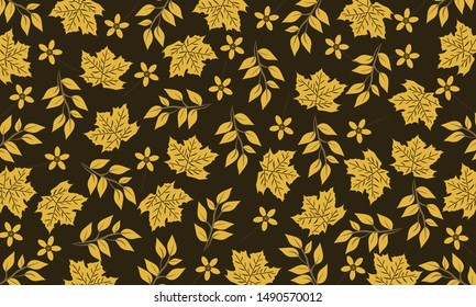 yellow theme random flower and leaves pattern 