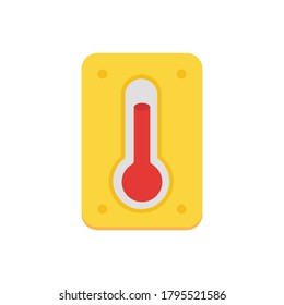 yellow thermometer flat icon illustration, isolated on white