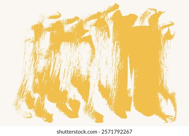 Yellow Thick Grainy Brush Stroke Texture. Black grunge distressed paintbrush design element. Hand draw big bold paint line shape