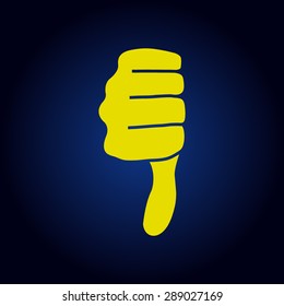 Yellow  thumbs down icon on a blue background