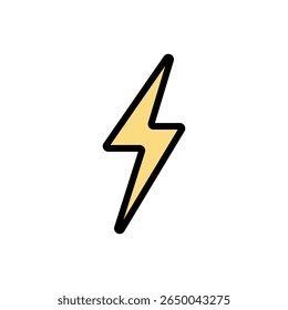 Yellow thunder bolt in bold outline style with glow effect. Great for energy icons, storms, and dramatic weather app visuals.