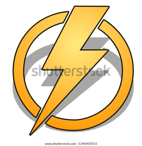 Yellow Thunder Circle Shadow Isolated On Stock Vector (Royalty Free ...