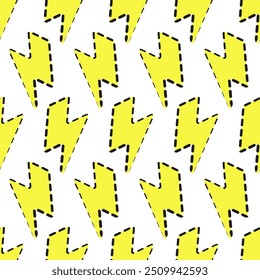 Yellow Thunder cute pattern with doted outline 