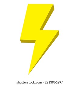 Yellow Thunder Icon Isolated On White Background, Thunder Storm Symbol. Yellow Electric Lightning Bolt.