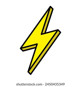 Icono de trueno amarillo aislado sobre fondo blanco, símbolo de tormenta de trueno. Rayo eléctrico amarillo.