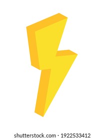 yellow thunder icon over white background, colorful design, vector illustration