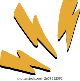yellow thunder lighting shape with black shadow isolated 