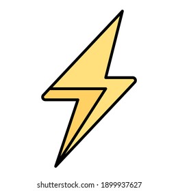yellow thunder on storm using soft color and filled line style