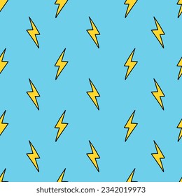 Yellow thunder  pattern seamless background.