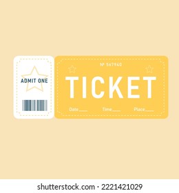 Yellow ticket. Template ticket. Vector
