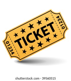 Yellow ticket. Vector illustration.