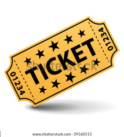 Yellow ticket. Vector illustration.